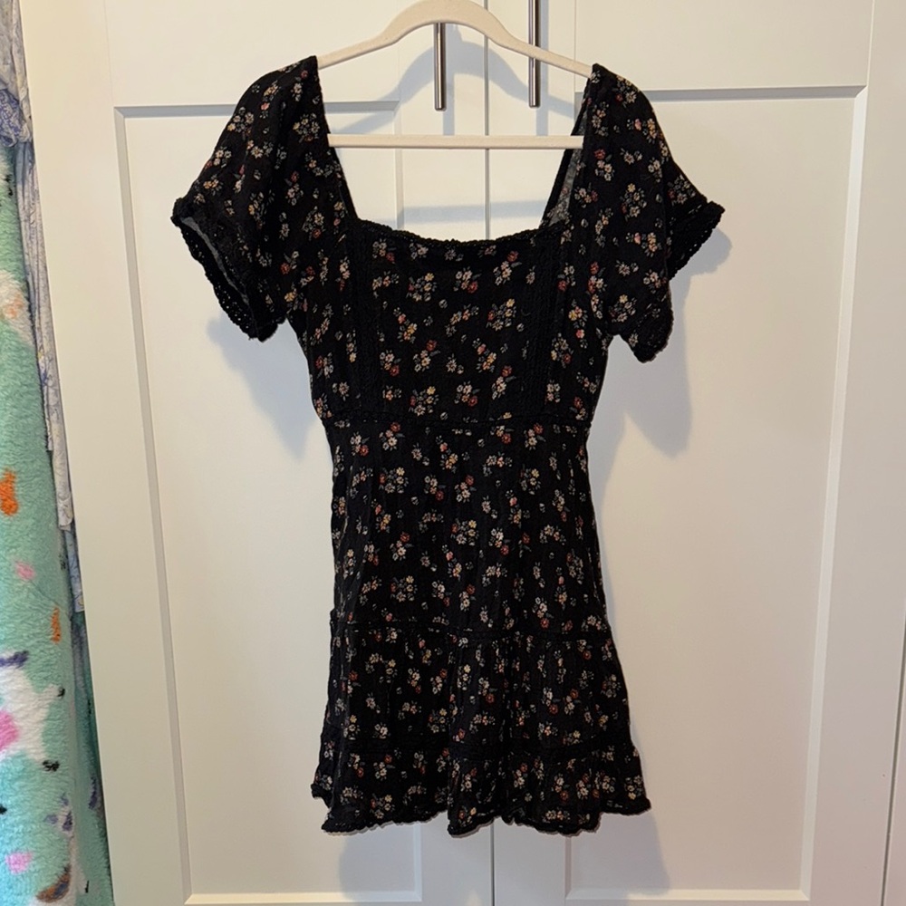Floral Black Women's Dress